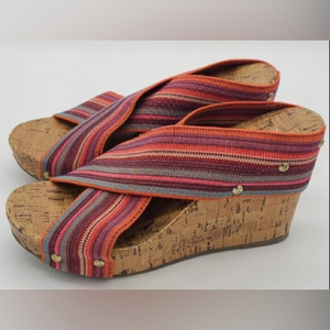 Montego Bay size 10 women’s heal sandals cork beach‎ wear platforms wedges boho